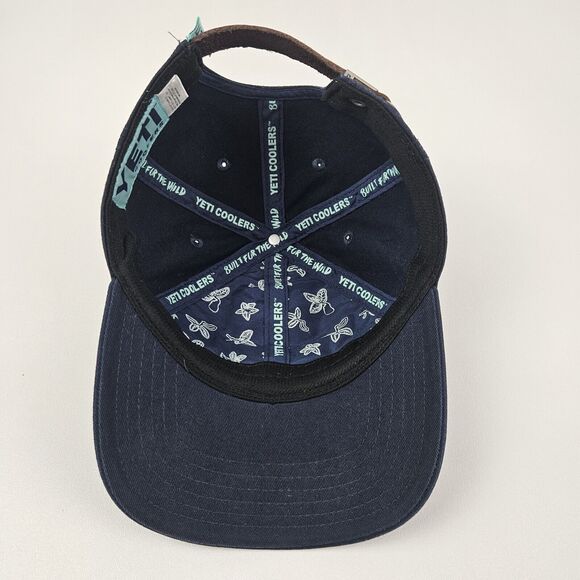 Yeti Coolers Leather Strap Full Panel Low Pro Hat Cap Adjustable OSFM Navy Blue - Picture 6 of 8